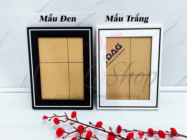 Khung ảnh để bàn khung gỗ dày họa tiết sọc M001