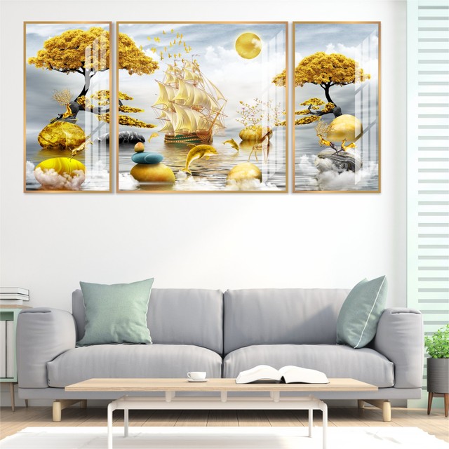 Tranh treo tường thuyền vàng phát tài phát lộc
