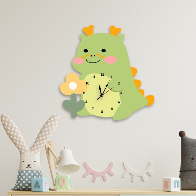 Đồng hồ gỗ treo 12 con giáp tuổi thìn dễ thương, giúp không gian thêm sống động