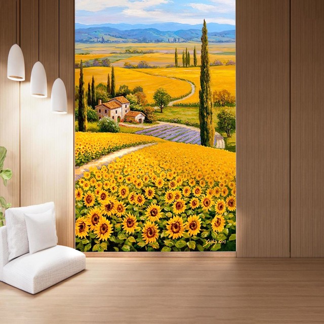 Tranh Dán Tường Sơn Dầu Hoa Hướng Dương