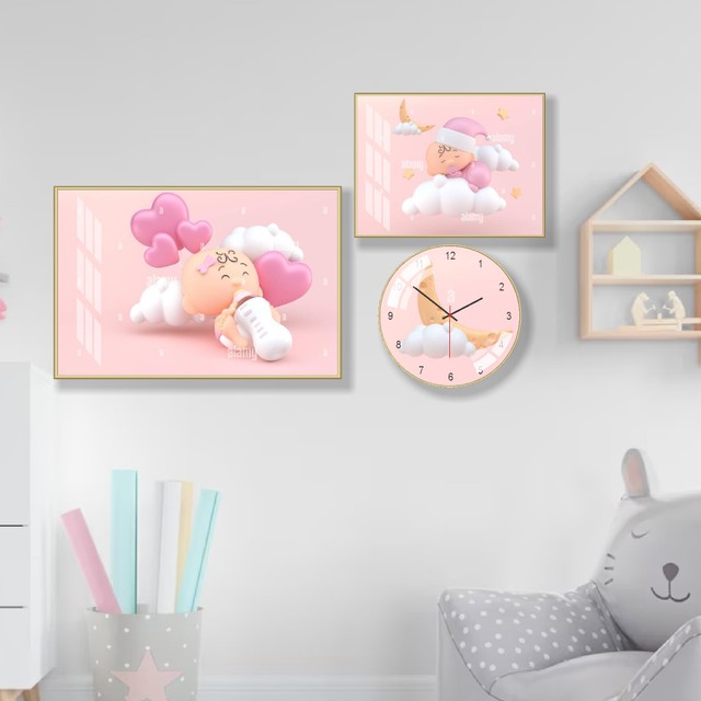 Tranh Đồng Hồ Treo Tường Em Bé Đáng Yêu Mẫu 2