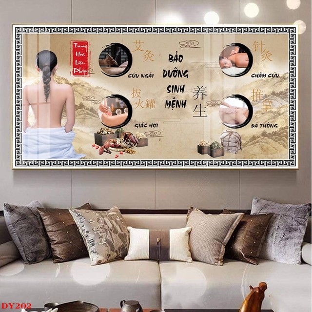 Tranh treo tường spa dưỡng sinh thư giãn phong cách cổ trang