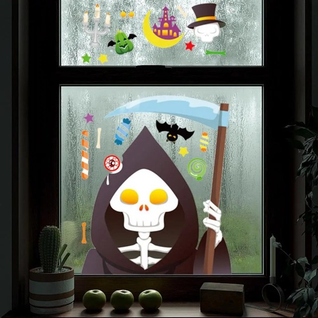 Decal 2 Mặt Trang Trí Halloween Mẫu 16 Không Keo Chuyên Dán Kính size nhỏ 20x30cm