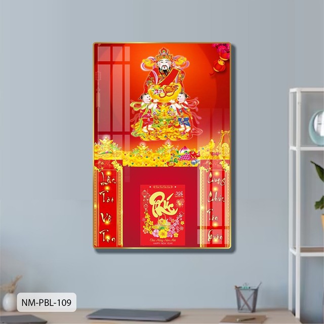 Lịch Tết Tranh Tráng Gương Treo Tường Thần Tài mẫu 2 2025