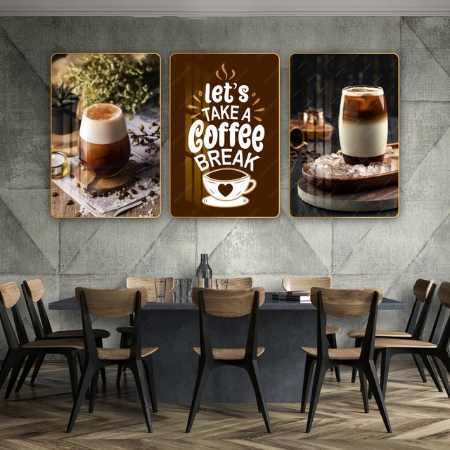 Tranh Treo Tường Bộ 3 tấm Coffee Nghệ Thuật Mẫu 22