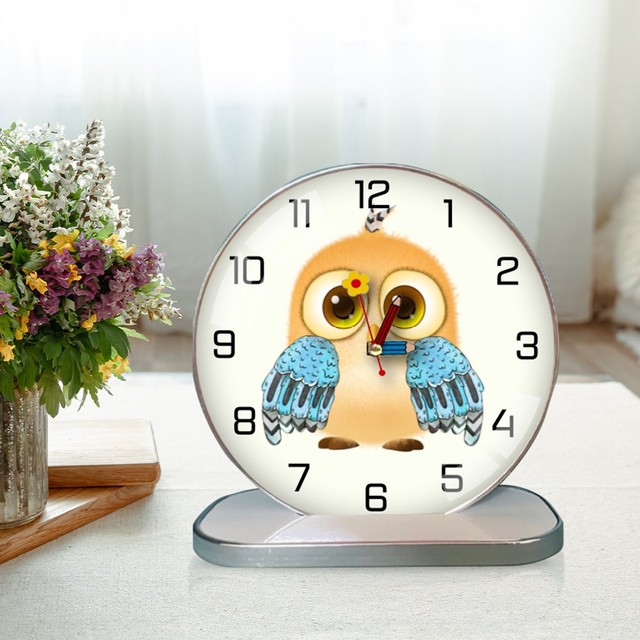Tranh Đồng Hồ Để Bàn Vintage Cú Mèo Đáng Yêu
