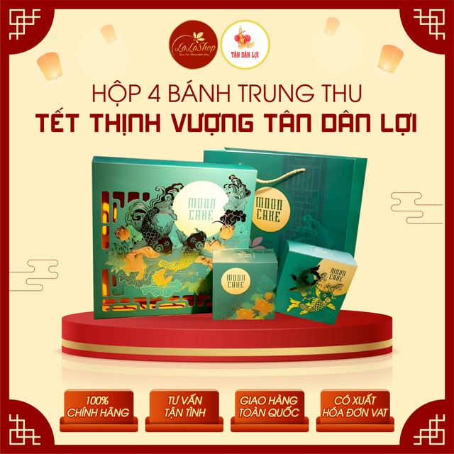 Hộp 4 bánh trung thu Tết Thịnh Vượng Tân Dân Lợi
