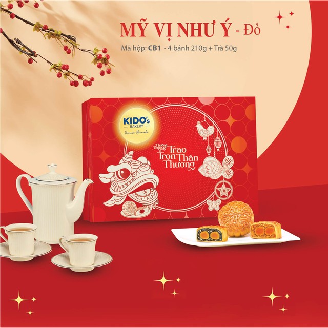 Hộp 4 Bánh Trung Thu Kido Mỹ Vị Như Ý Đỏ (CB1)