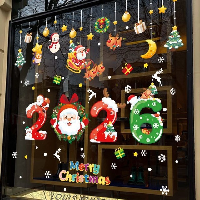 Combo 2 Tấm Decal Ông Già Noel Cưỡi Tuần Lộc 2026