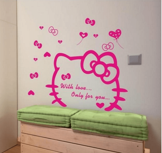 Decal dán tường Kitty kute hình lớn đủ màu