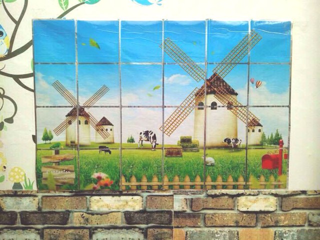 Dán bếp cánh đồng cối xay gió size 60x90cm