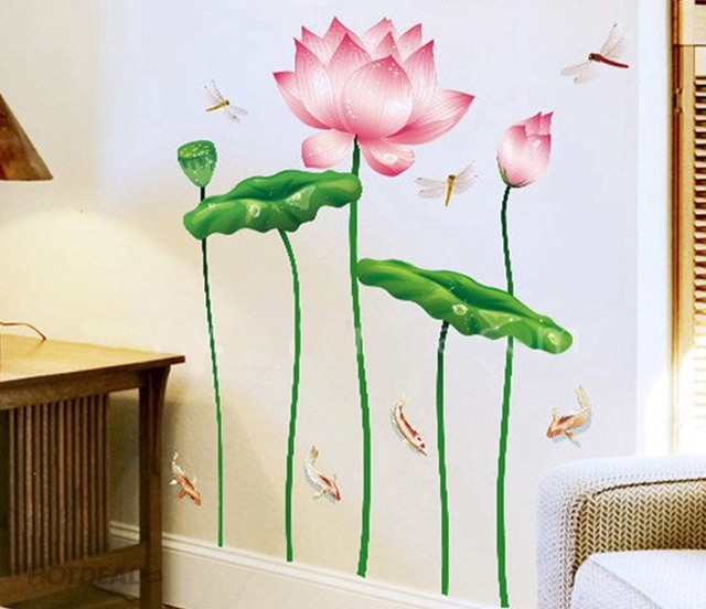 Decal dán tường đầm sen 1