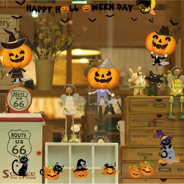 Decal 2 mặt trang trí halloween bí ngô halloween 2