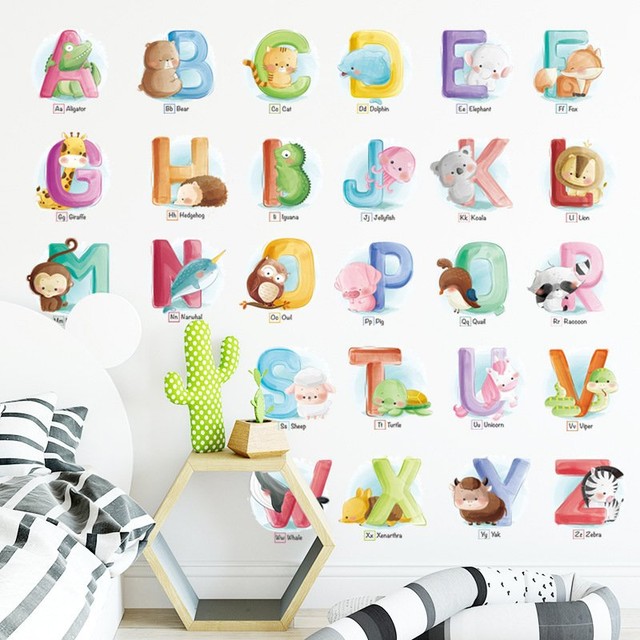 Decal dán tường bảng chữ cái động vật