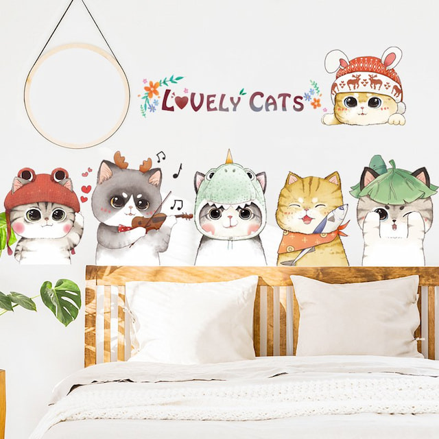 Decal dán tường mèo lovely cats