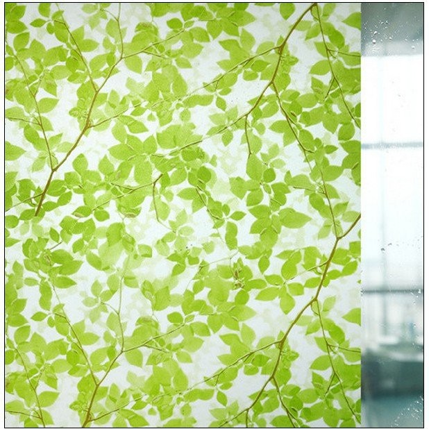Giấy Decal Cuộn Dán Kính Mờ lá xanh khổ 0,45m