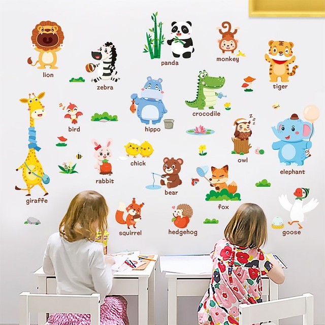 Decal dán tường vườn thú tiếng anh