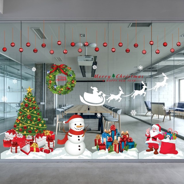 Decal trang trí noel combo cây thông may mắn 3