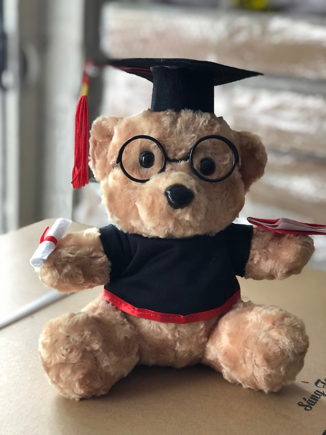 Gấu bông tốt nghiệp lông xù đeo kính cao 23cm