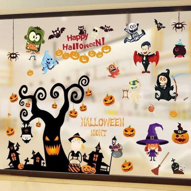 Combo Decal 2 Mặt Halloween Những Quả Bí Ngô Và Phù Thủy