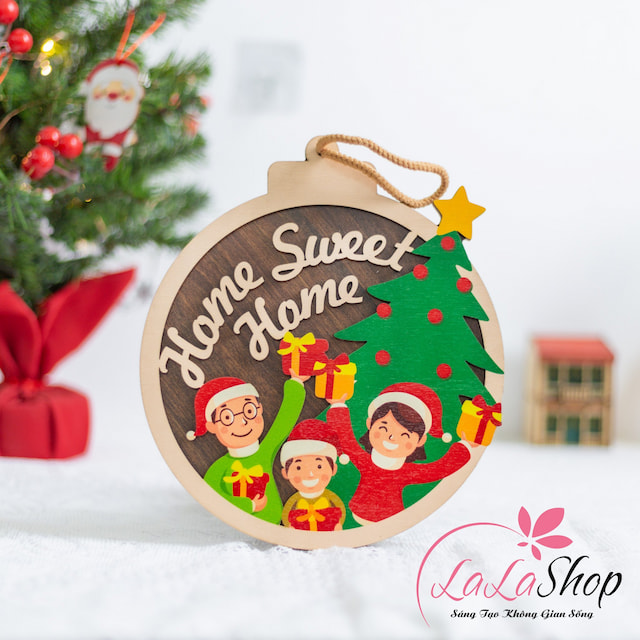 Bảng gỗ treo trang trí noel Sweet Home