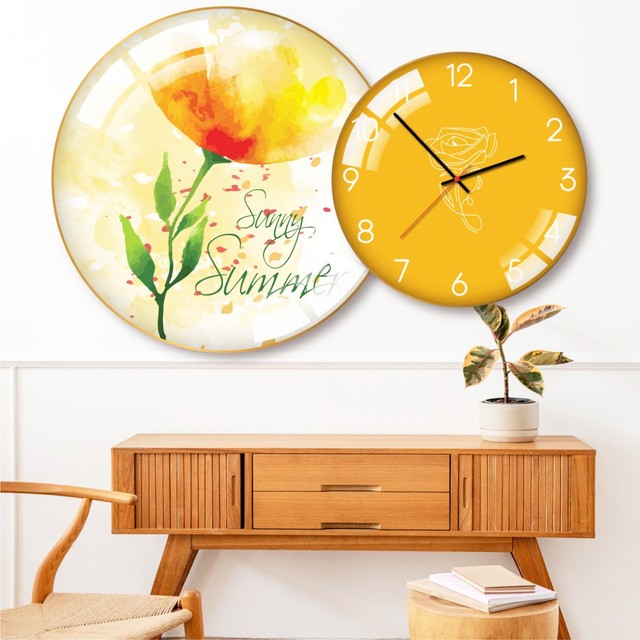 Tranh Đồng Hồ Treo Tường UV Pha Lê Bóng Sunny Summer