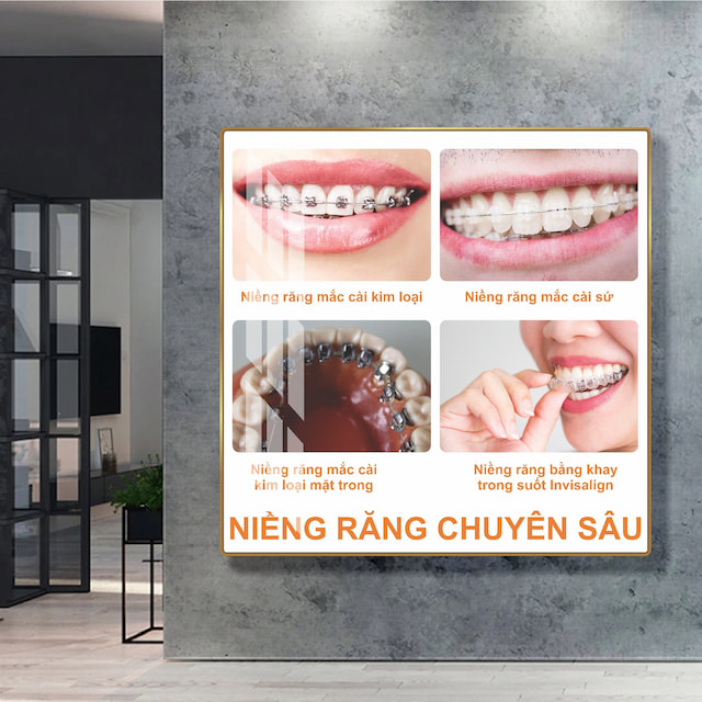 Tranh treo tường phòng răng nha khoa kỹ thuật niềng răng chuyên sâu 01