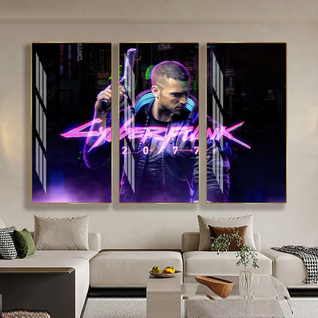 Tranh treo tường cyberpunk 2077 mẫu 3 tấm mẫu 658