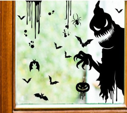 Decal 2 Mặt Trang Trí Halloween Mẫu 23 Không Keo Chuyên Dán Kính size nhỏ 25x35cm