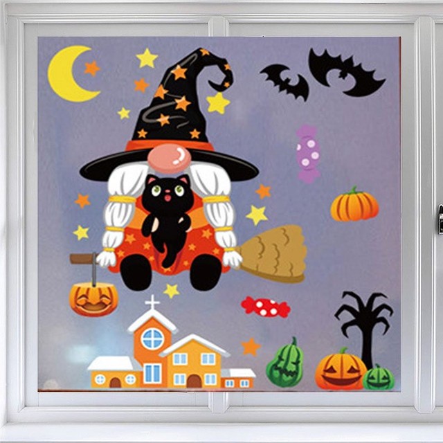 Decal 2 Mặt Trang Trí Halloween Mẫu 21 Không Keo Chuyên Dán Kính size nhỏ 20x30cm