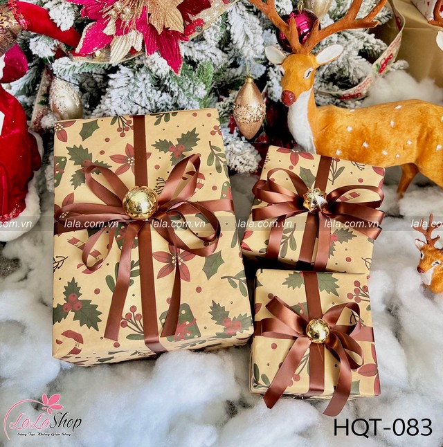 Set 3 hộp quà giáng sinh trang trí cây thông noel làm quà tặng - Mẫu 083