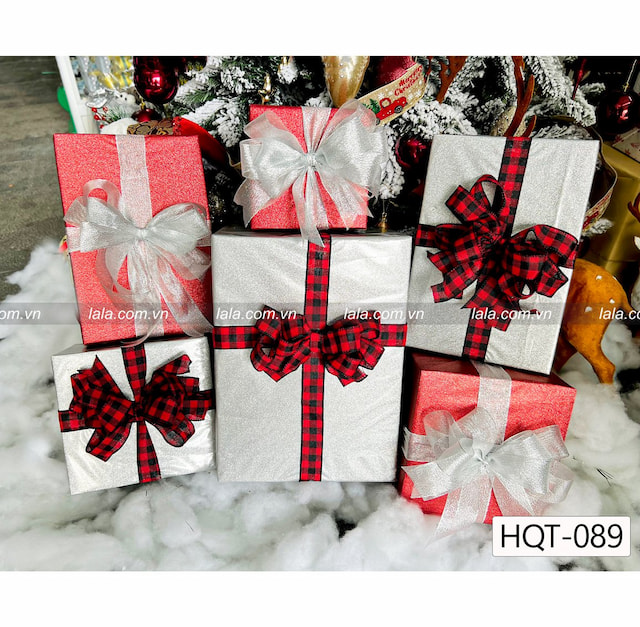 Set 6 hộp quà giáng sinh trang trí cây thông noel làm quà tặng - Mẫu 089