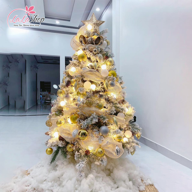 Cây thông noel phủ tuyết a4 cao 1m5 full phụ kiện trang trí giáng sinh