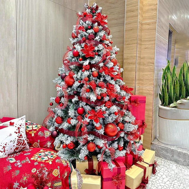 Cây thông noel phủ tuyết A4 cao 2m full phụ kiện trang trí giáng sinh