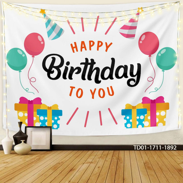 Tranh vải treo tường Happy Birthday trang trí sinh nhật 001