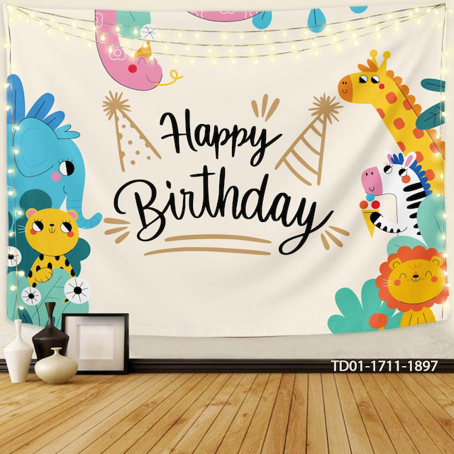 Tranh vải treo tường Happy Birthday trang trí sinh nhật 002