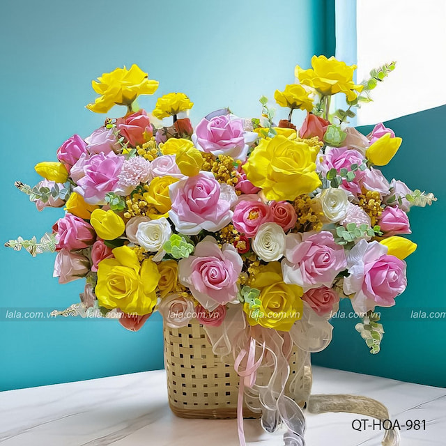 Chậu hoa sáp để bàn Bouquet Sắc Màu mix nhiều loại mẫu mới