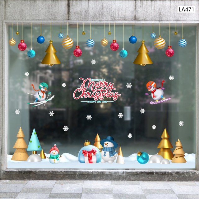 Combo Decal Trang Trí Noel Merry Christmas Người Tuyết Và Những Người Bạn