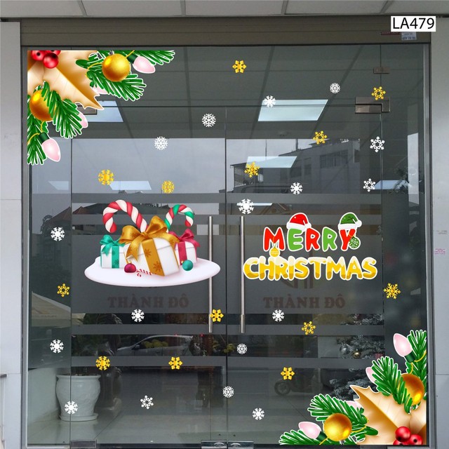 Combo Decal Trang Trí Noel Merry Christmas Và Những Hộp Quà Sắc Màu