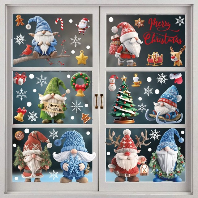Decal tĩnh điện 2 mặt trang trí noel Ông Già Noel Sắc Màu