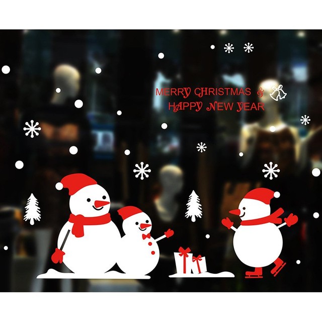 Decal tĩnh điện 2 mặt trang trí noel Người Tuyết và các bạn