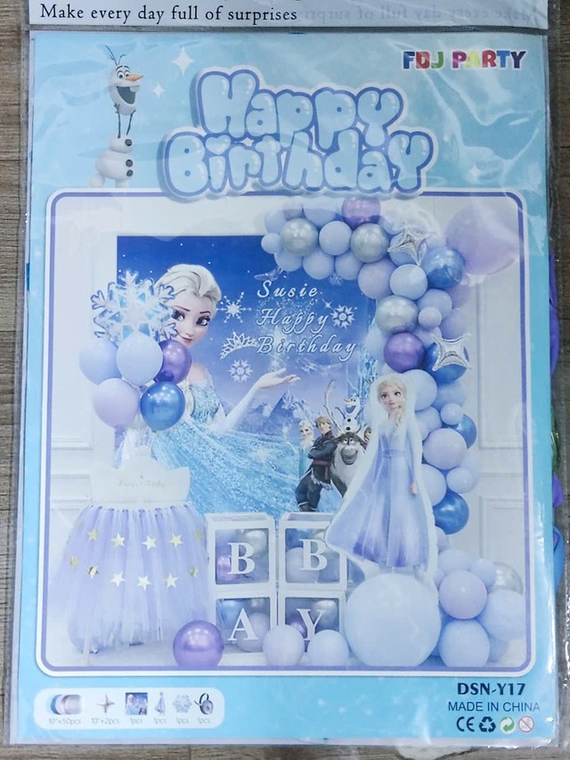 Set Bong Bóng Trang Trí Sinh Nhật Nữ Hoàng Băng Giá Elsa