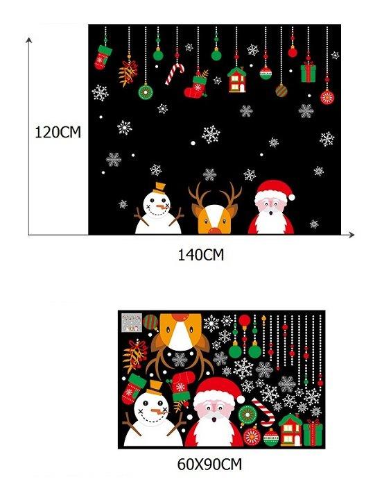 Decal trang trí noel ông già Noel cùng tuần, người tuyết và dây treo