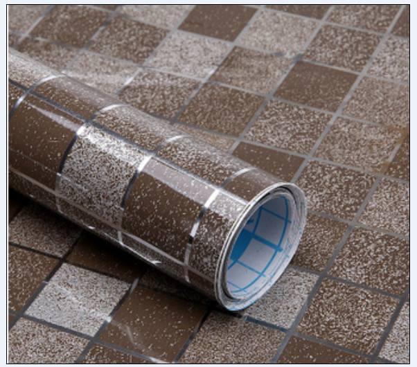 Decal dán bếp họa tiết ô vuông nâu