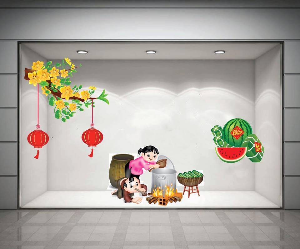 Combo decal trang trí cửa kính ngày tết 14