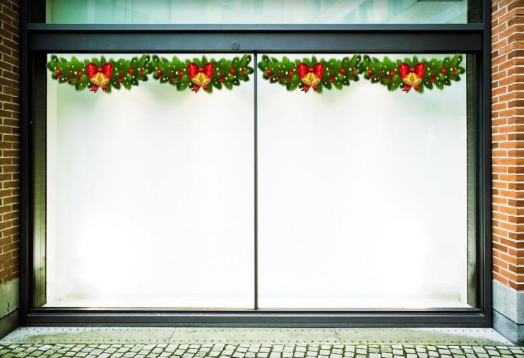 Decal dán tường dây thông Noel và chuông vàng 3