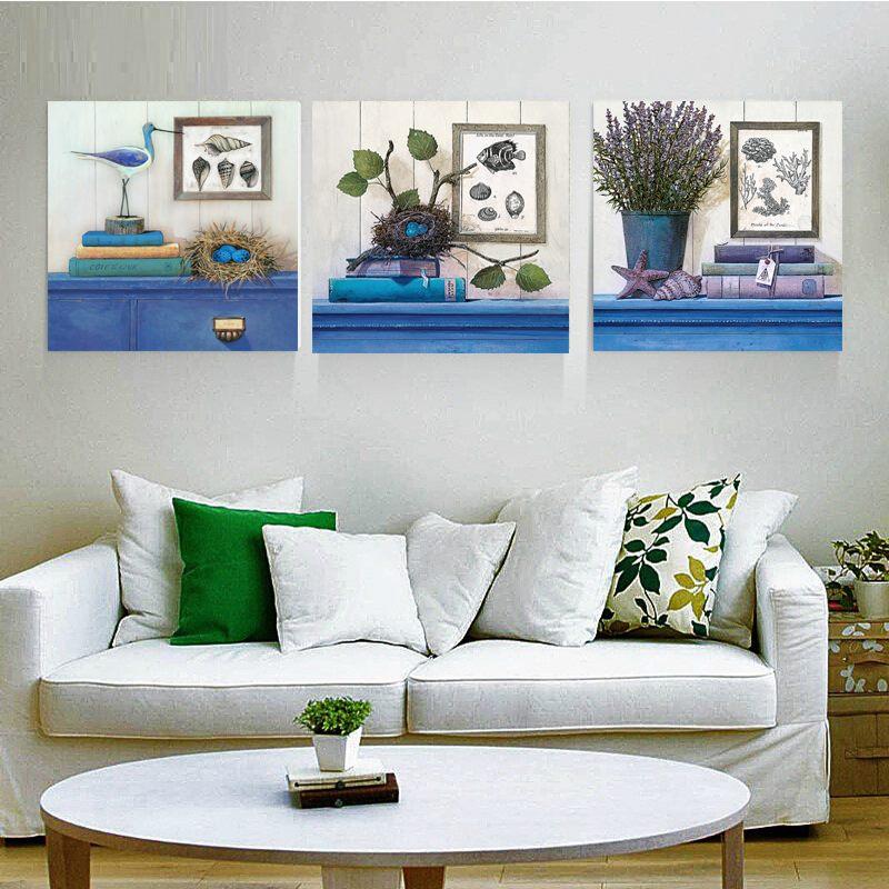 Tranh Treo Tường Phong Cách Cổ Điển Bình Hoa Và Chú Chim Nghệ Thuật