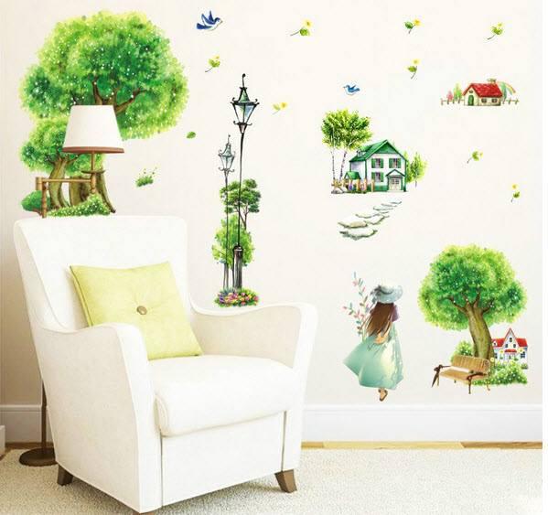 Decal dán tường Công viên xanh