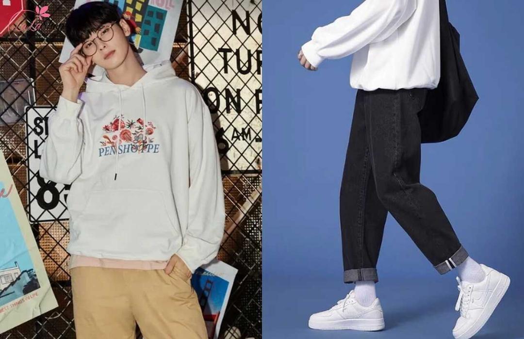 Áo hoodie phối cùng quần baggy sành điệu