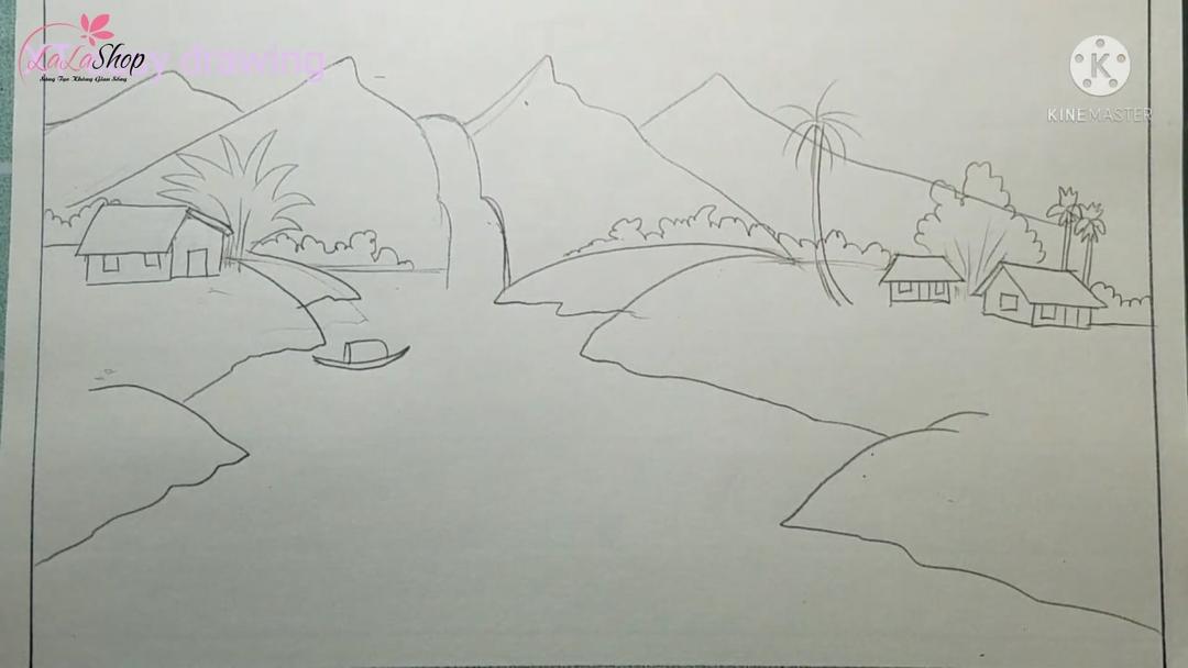 Giúp bức tranh thêm sống động với sông và thuyền